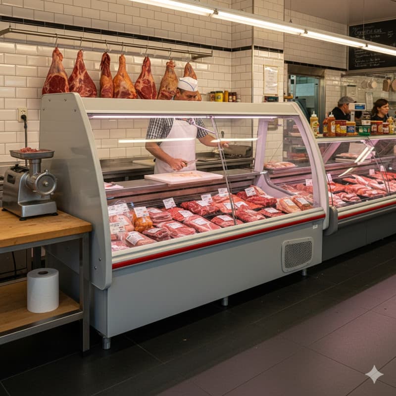 EXIBIDORA CARNICERA 2,10M CON DEPOSITO REFRIGERADO GAPS-210D/CZ/220V